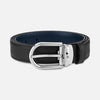 Montblanc Horseshoe buckle black/blue 30 mm reversible leather belt 128756