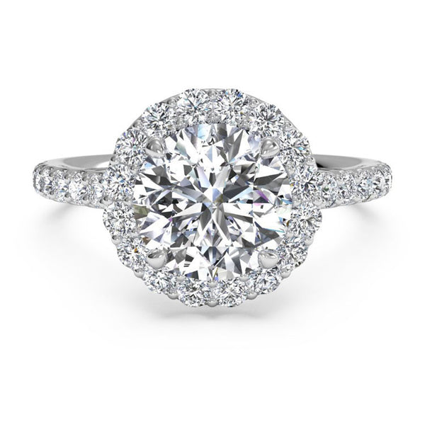 Ritani French-Set Halo Diamond Band Engagement Ring 1RZ1323-4575