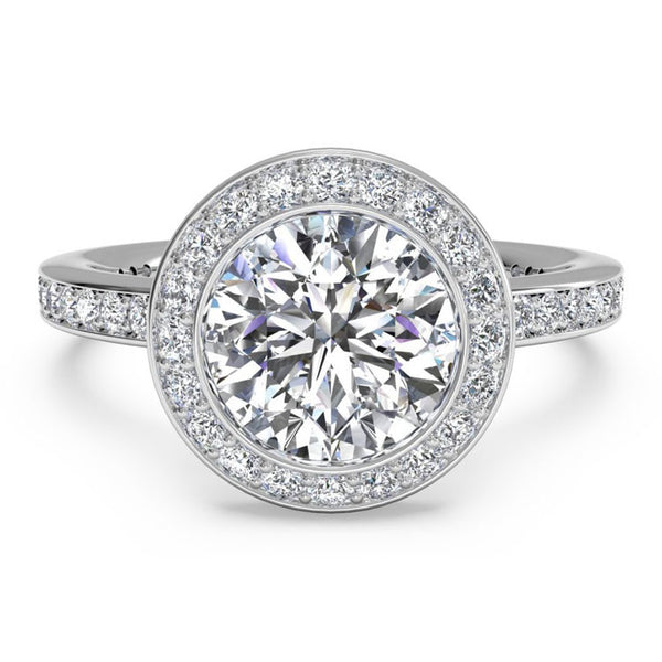 Ritani Halo Micropavé Diamond Band Engagement Ring 1RZ1694-5006