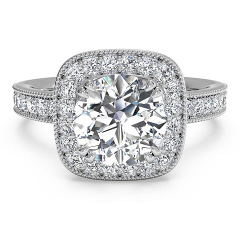 Ritani Vintage Cushion Halo Diamond Engagement Ring 1RZ1698-4579