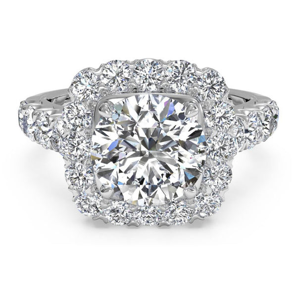 Ritani Masterwork Cushion Halo Diamond Band Engagement Ring 1RZ2817-6289