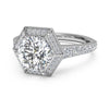 Ritani Vintage Hexagonal Halo Vaulted Diamond Band Engagement Ring 1RZ3105-4610