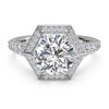 Ritani Vintage Hexagonal Halo Vaulted Diamond Band Engagement Ring 1RZ3105-4610