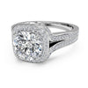 Ritani Masterwork Cushion Halo Diamond 'V' Band Engagement Ring 1RZ3152-4584