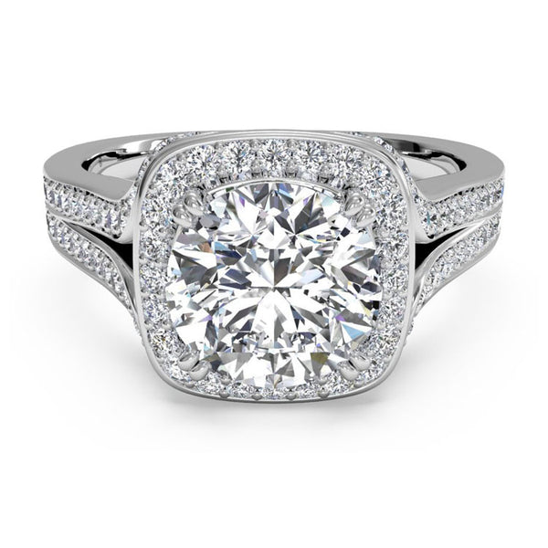 Ritani Masterwork Cushion Halo Diamond 'V' Band Engagement Ring 1RZ3152-4584