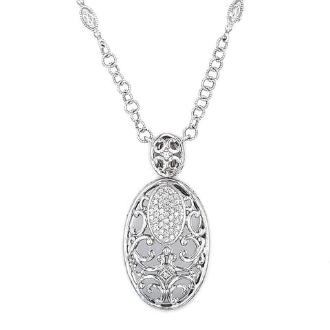 Charriol ‘Cignature’ 18K White Gold Diamond Pendant Necklace 08-08-7305-11