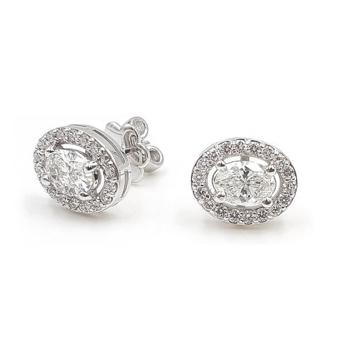 14K White Gold Diamond Stud Earrings