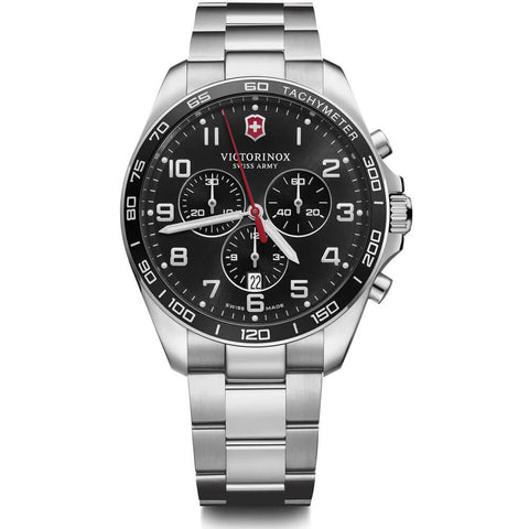Swiss Army FieldForce Classic Chrono Black Dial Stainless Steel Bracelet Men's Watch 241899