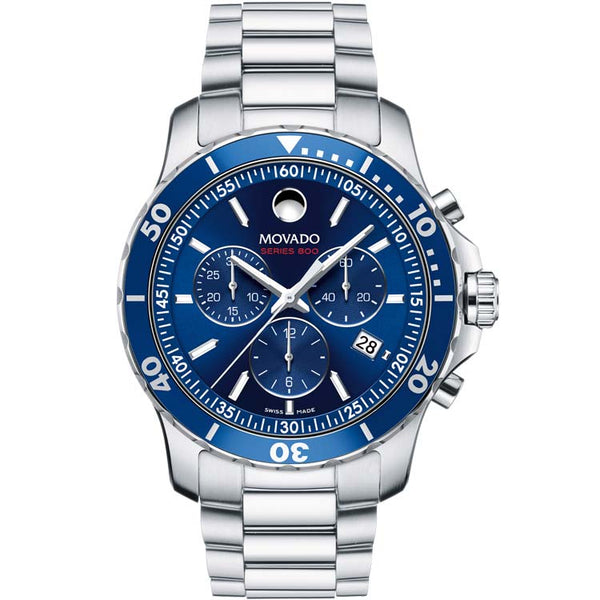 Movado Series 800 42 mm Blue Dial Chronograph Quartz Men's Watch 2600141