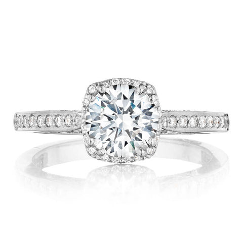 Tacori 18K White Gold Round Bloom Engagement Ring 2620RDSMPW