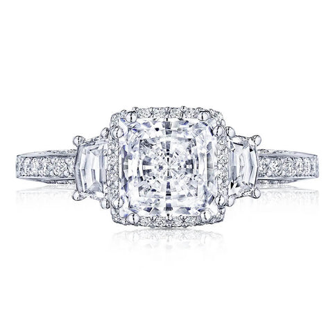 Tacori Dantela Platinum Princess Center Cadillac Engagement Ring 2663PR7