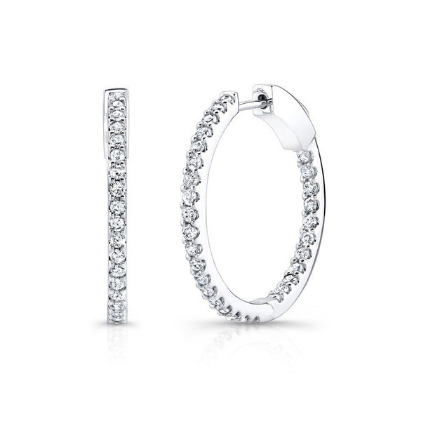 14K White Gold Diamond Hoop Earrings 27204-W