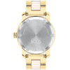 Movado BOLD Ceramic Yellow Gold IP Crystal Set Bezel Women's Watch 3600785