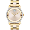 Movado BOLD Ceramic Yellow Gold IP Crystal Set Bezel Women's Watch 3600785