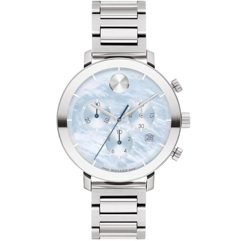 Movado BOLD Evolution 38MM Light Blue MOP Dial Steel Bracelet Women's Watch 3600787