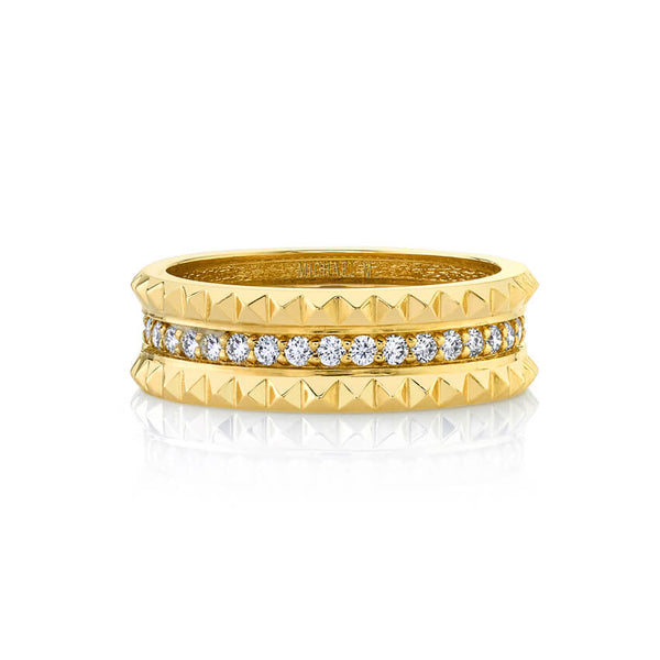 Michael M TETRA 14K Yellow Gold Pave Women's Band B361