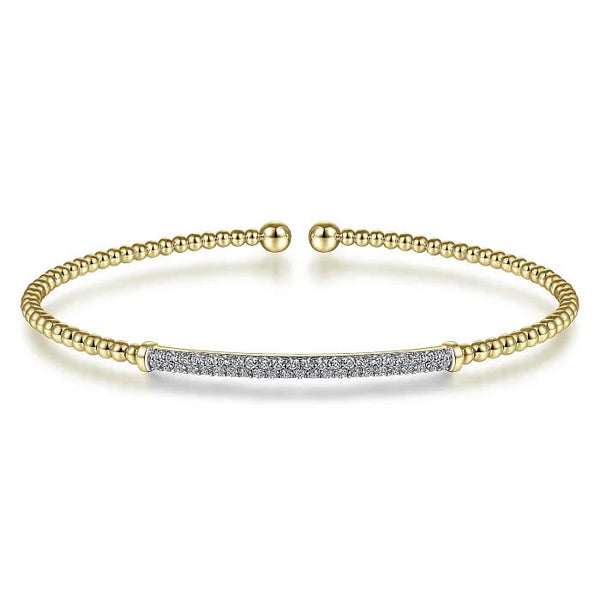 Gabriel & Co. 14K Yellow Gold Bujukan Diamond Bar Split Bangle BG4262-65Y45JJ