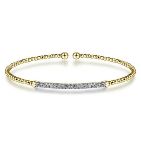 Gabriel & Co. 14K Yellow Gold Bujukan Diamond Bar Split Bangle BG4262-65Y45JJ