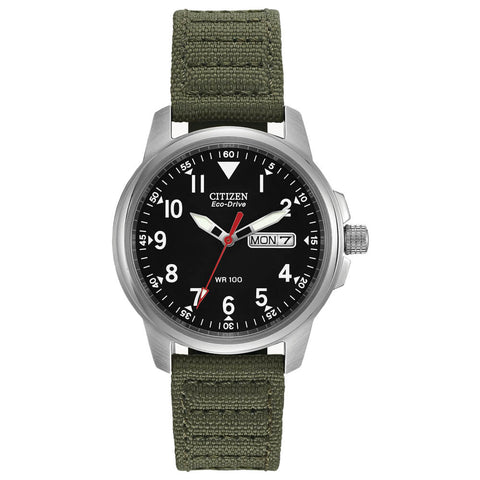 Citizen Garrison Black Dial Green Nylon Strap Men's Watch BM8180-03E