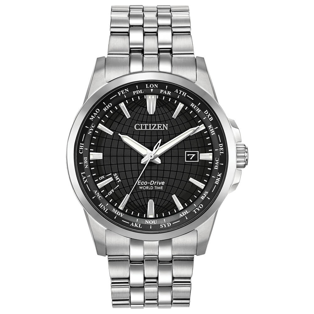 Citizen World Time Black Dial Stainless Steel Men