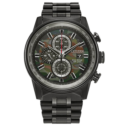 Citizen Nighthawk Green Dial Black Stainless Steel Men's Watch CA0805-53X