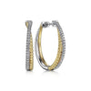 Gabriel 14K White & Yellow Gold Diamond Bujukan Intricate 35MM Hoop Earrings EG14527M45JJ