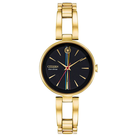 Citizen C-3PO Black Dial Gold-tone Stainless Steel Ladies Watch EM0808-51W