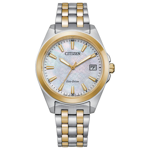 Citizen Peyten Two Tone White Mother-of-Pearl Dial Women's Watch EO1224-54D