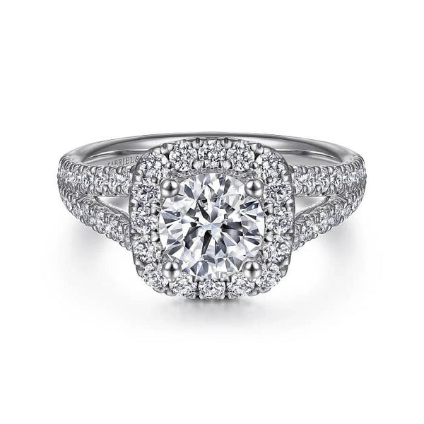 Gabriel & Co. Cushion Halo Round Diamond Engagement Ring ER10252W44JJ