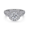 Gabriel & Co. Cushion Halo Round Diamond Engagement Ring ER10252W44JJ