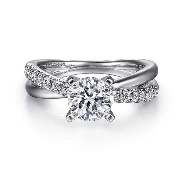 Gabriel & Co. Round Twisted Diamond Engagement Ring ER10439W44JJ