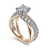 Gabriel & Co. Two-Tone Round Free Form Diamond Engagement Ring ER12337R6T44JJ