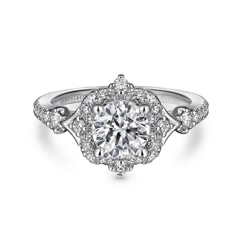 Gabriel & Co. Vintage Inspired Halo Diamond Engagement Ring ER14411R4W44JJ