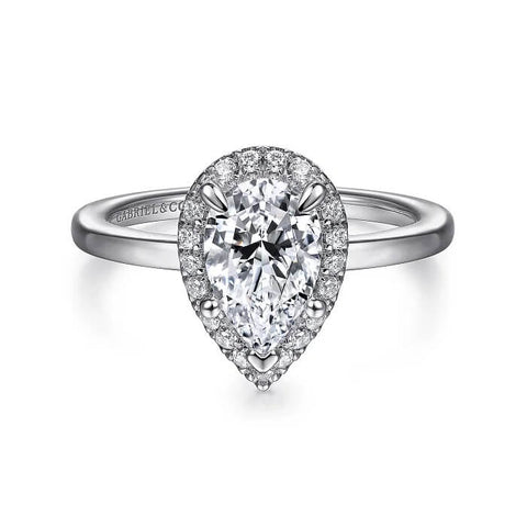 Gabriel & Co. Pear Shape Halo Diamond Engagement Ring ER14920P4W44JJ