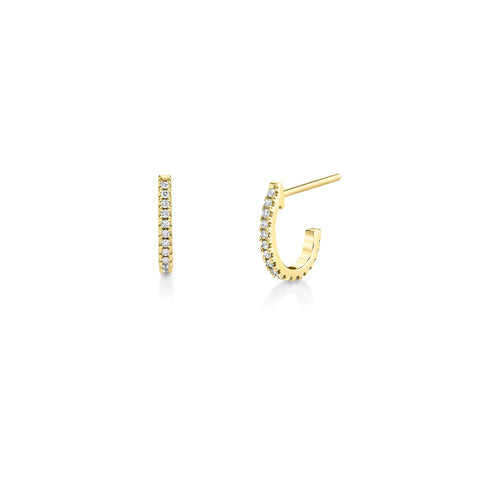 Michael M 14K Yellow Gold Diamond Huggie Hoop Earrings ER270