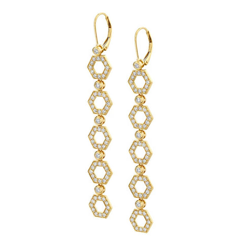 Michael M Pave Hex Long Infinity Earrings ER501