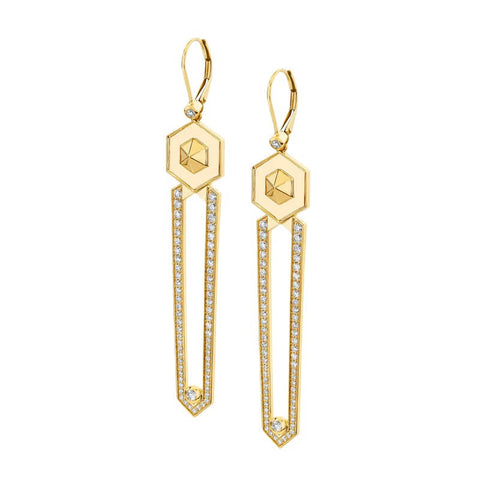 Michael M 14K Yellow Gold Hex Dagger Earrings ER515