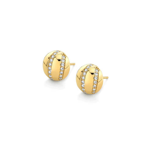 Michael M 14K Yellow Gold ORB Stripe Button Stud Earrings ER531