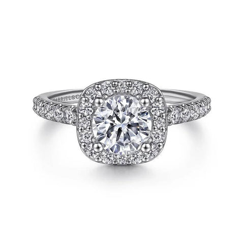 Gabriel & Co. Cushion Halo Round Diamond Engagement Ring ER6872W44JJ