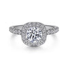 Gabriel & Co. Cushion Halo Round Diamond Engagement Ring ER6872W44JJ