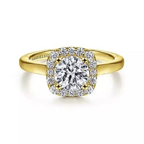 Gabriel & Co. Cushion Halo Round Diamond Engagement Ring ER6873Y44JJ