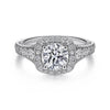 Gabriel & Co. Vintage Cushion Halo Round Diamond Engagement Ring ER7293W44JJ