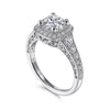 Gabriel & Co. Vintage Cushion Halo Round Diamond Engagement Ring ER7293W44JJ