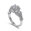 Gabriel & Co. Vintage Cushion Halo Round Diamond Engagement Ring ER7479W44JJ
