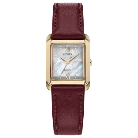 Citizen Bianca White Dial Brown Leather Strap Women's Watch EW5593-05D