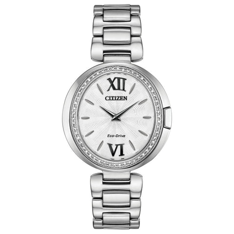 Citizen Capella Silver Dial Stainless Steel Diamond Women's Watch EX1500-52A