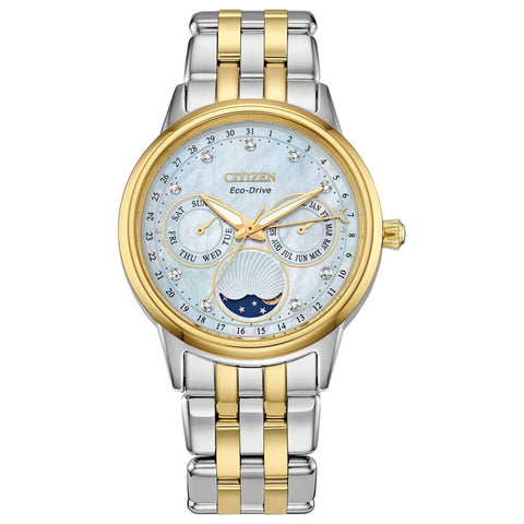 Citizen Calendrier White Mother-of-Pearl Two-Tone Women's Watch FD0004-51D