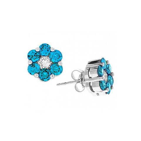 Sandra Biachi 18K White Gold Blue & White Diamond Stud Earrings HC5201BDAA