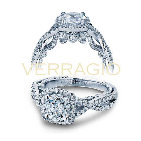 Verragio 18K White Gold Cushion Halo Round Center Engagement Ring INSIGNIA-7070CU