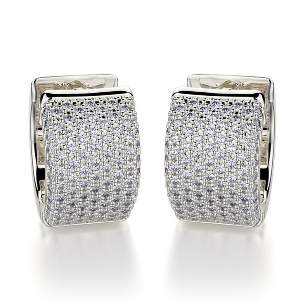 Michael M 18K White Gold Huggie Diamond Hoop Earrings MOB107